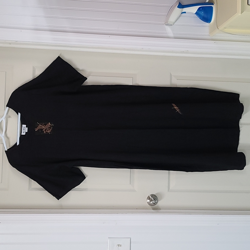 Minimalist Linen Black Women's Midi Dress by Jese